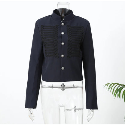 Retro Denim Military Jacket Women 2026