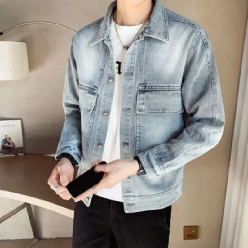 Men's Denim Jacket Short - Casual Slim Korean