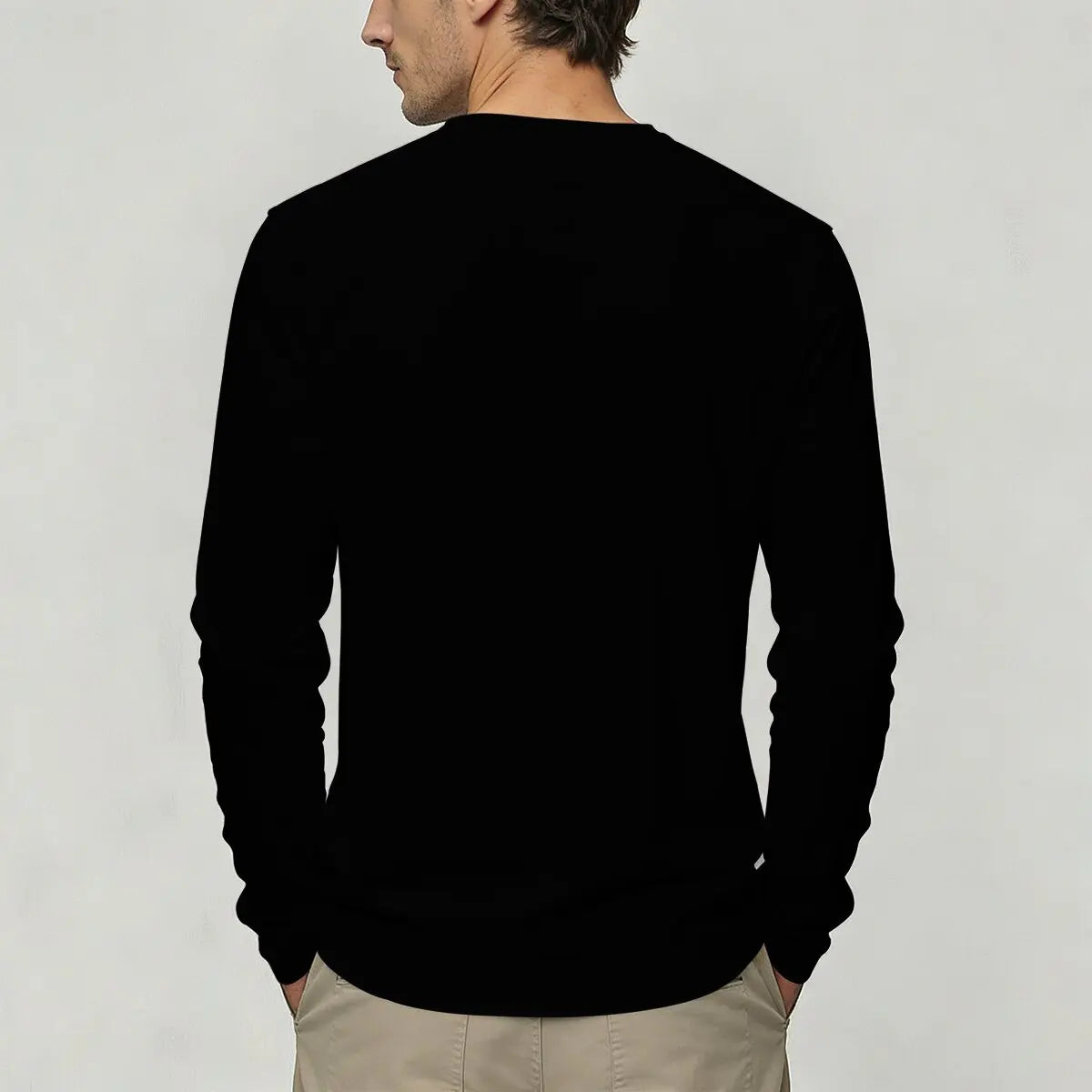 Men's Retro Crew Neck Printed Long Sleeve T-Shirt