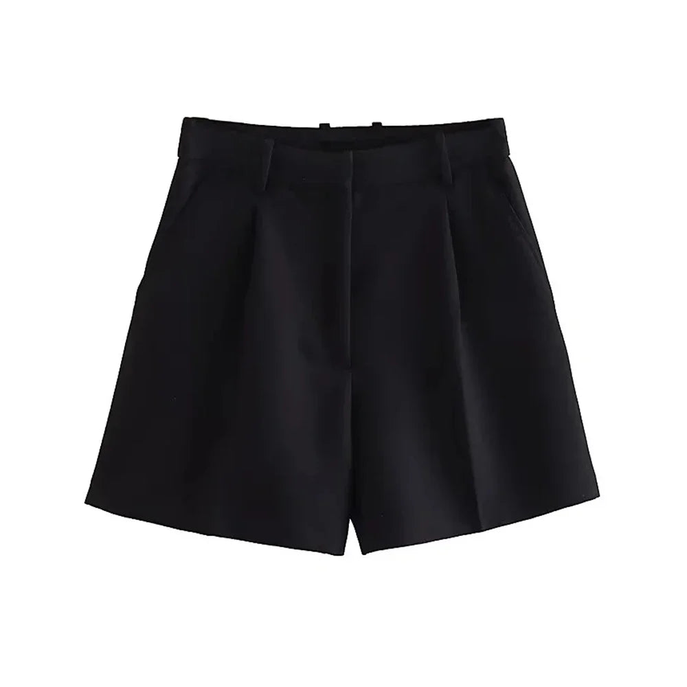 Women's Bermuda Shorts - Vintage High Waist Side Pocket Shorts