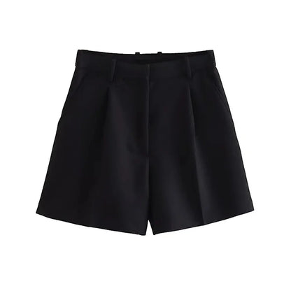 Women's Bermuda Shorts - Vintage High Waist Side Pocket Shorts
