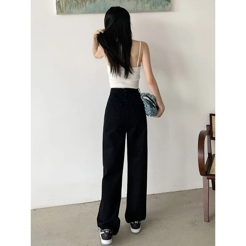 Women Denim Jeans 2025 Autumn Winter High Waist Wide Leg