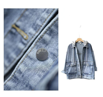Korean Denim Jacket Women Hooded Vintage