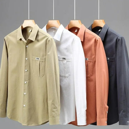 Men's Pocket Button Up Long Sleeve Shirt