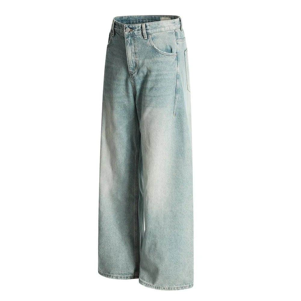 Men's Ripped Straight Jeans - Pocket Retro Casual Distressed