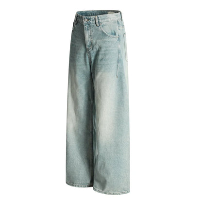 Men's Ripped Straight Jeans - Pocket Retro Casual Distressed