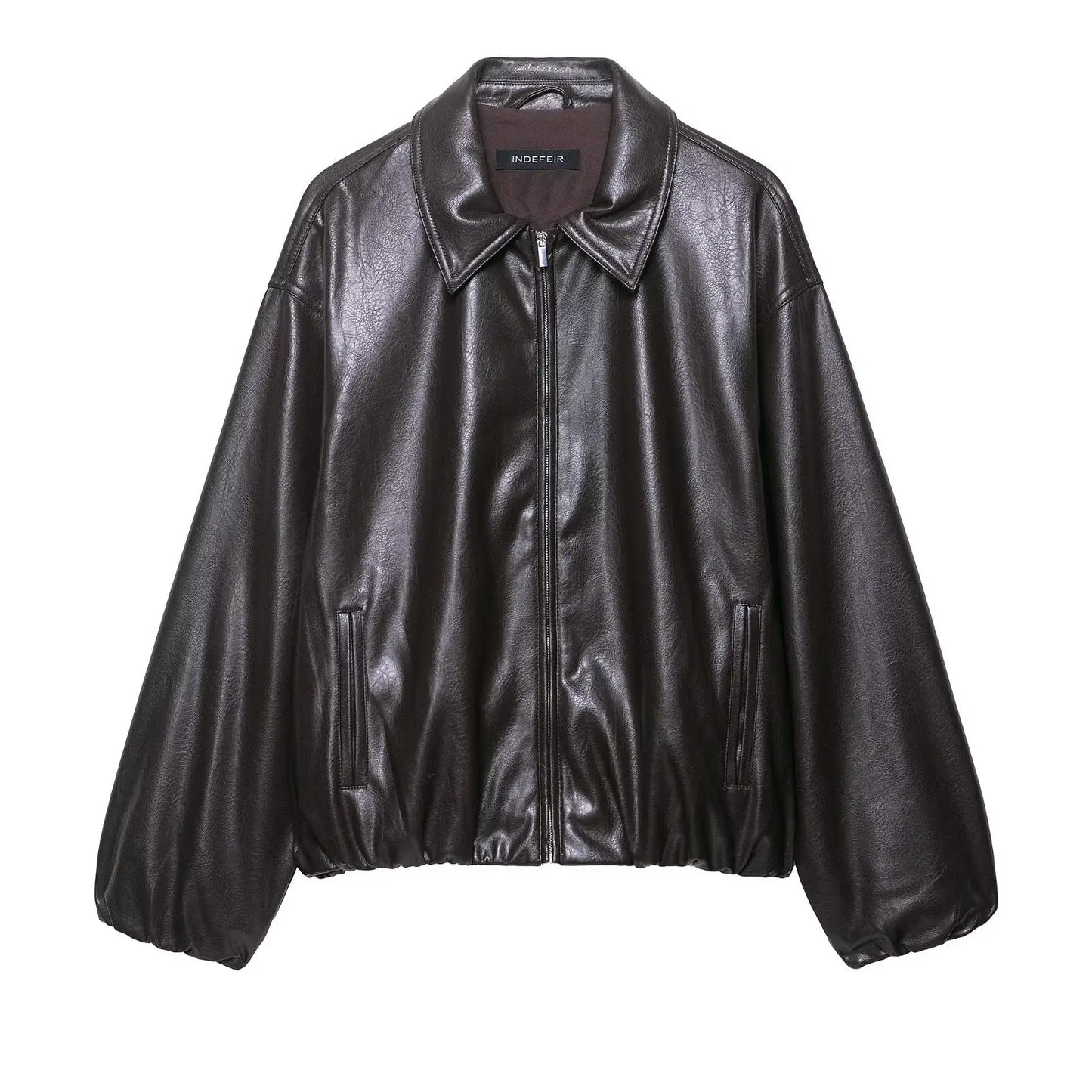 Women Jacket 2025 Fashion Faux Leather Loose Short Streetwear