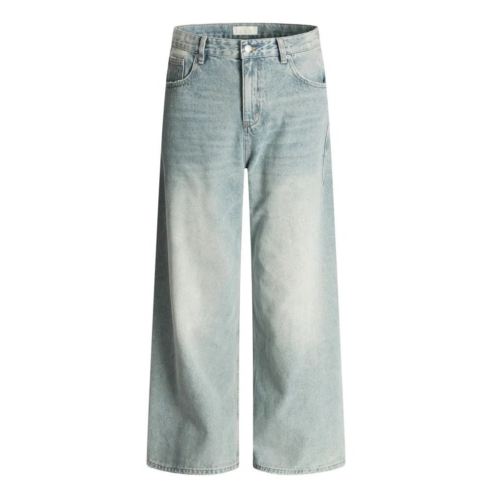 Men's Ripped Straight Jeans - Pocket Retro Casual Distressed