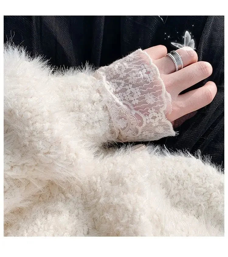 Qadın Krujeva Köynək Payız Uzun Qollu Turtlenock Mesh