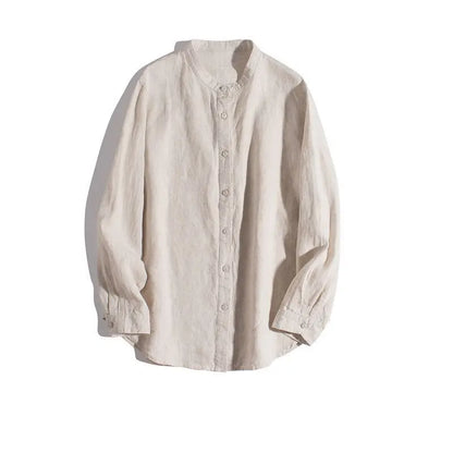 Men's Korean Style Loose White Round Neck Shirt