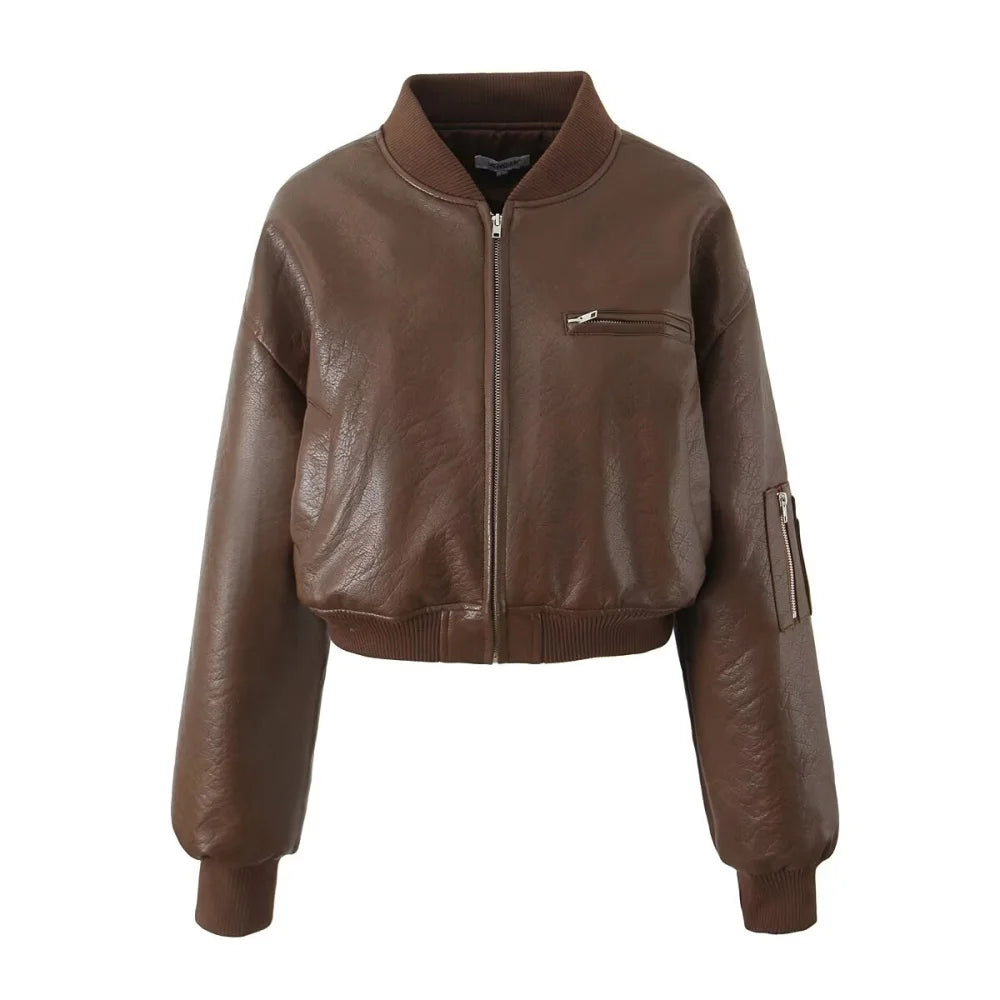 Women's Padded Leather Jacket - Spice Girl Style Motorcycle Coat
