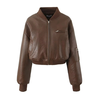 Women's Padded Leather Jacket - Spice Girl Style Motorcycle Coat
