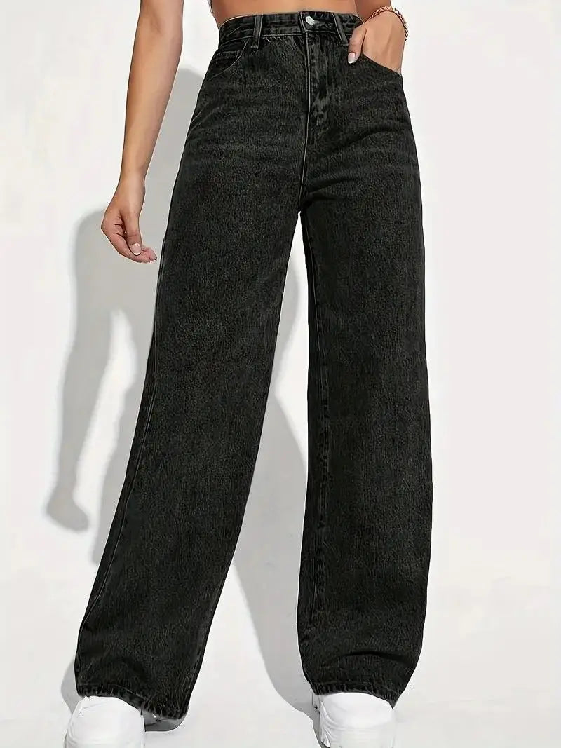 Wide-Legged Jeans Europe - Autumn Spring High-Waisted Straight Thin