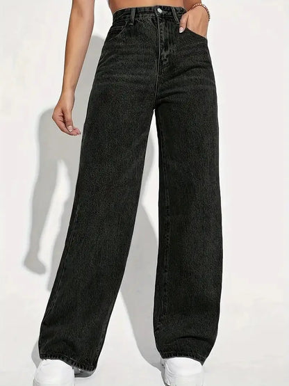 Wide-Legged Jeans Europe - Autumn Spring High-Waisted Straight Thin