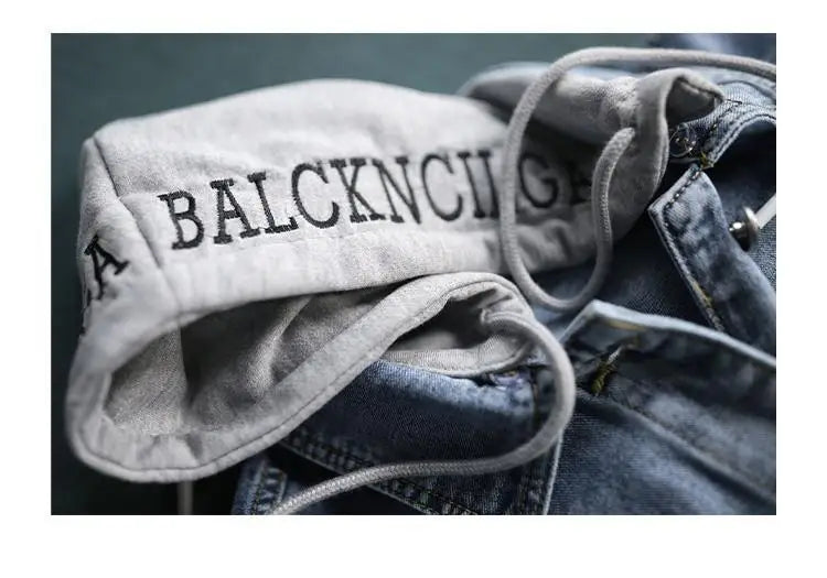 Korean Denim Jacket Women Hooded Vintage