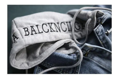 Korean Denim Jacket Women Hooded Vintage