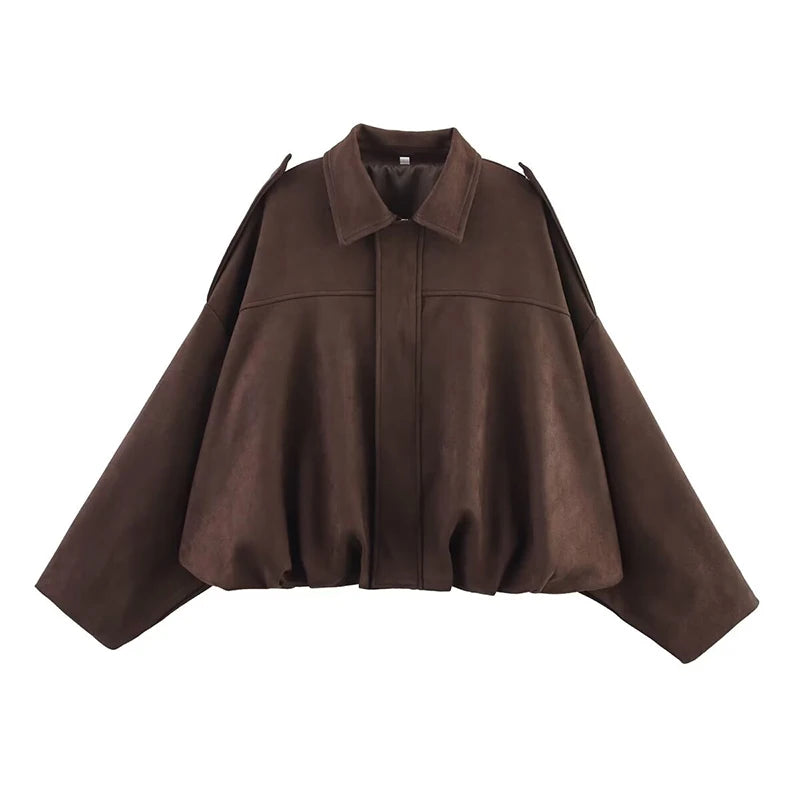 Qadın Bomber Gödəkçələri Paltolar Moda Vintage Dəbli Yaxalıq