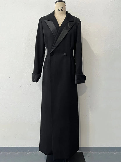 Black Trench Coat For Women - Elegant Double Breasted