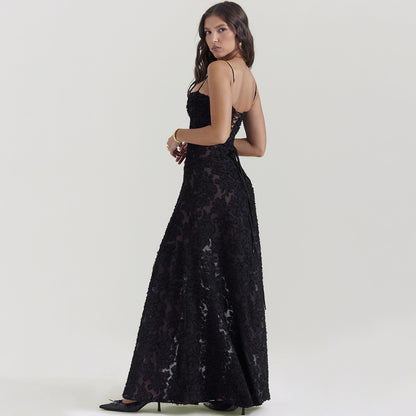 Elegant Lace Long Dress - Women
