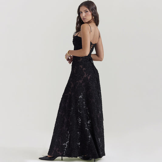 Elegant Lace Long Dress - Women