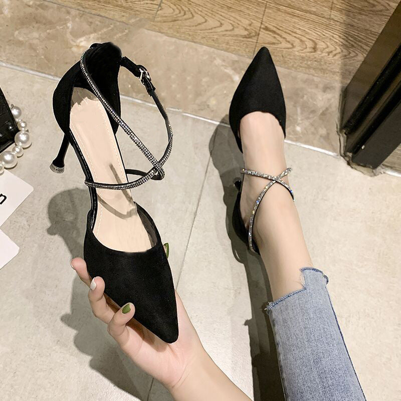 Stiletto Rhinestone Sadə və Dəbli Hündürdaban Ayaqqabılar