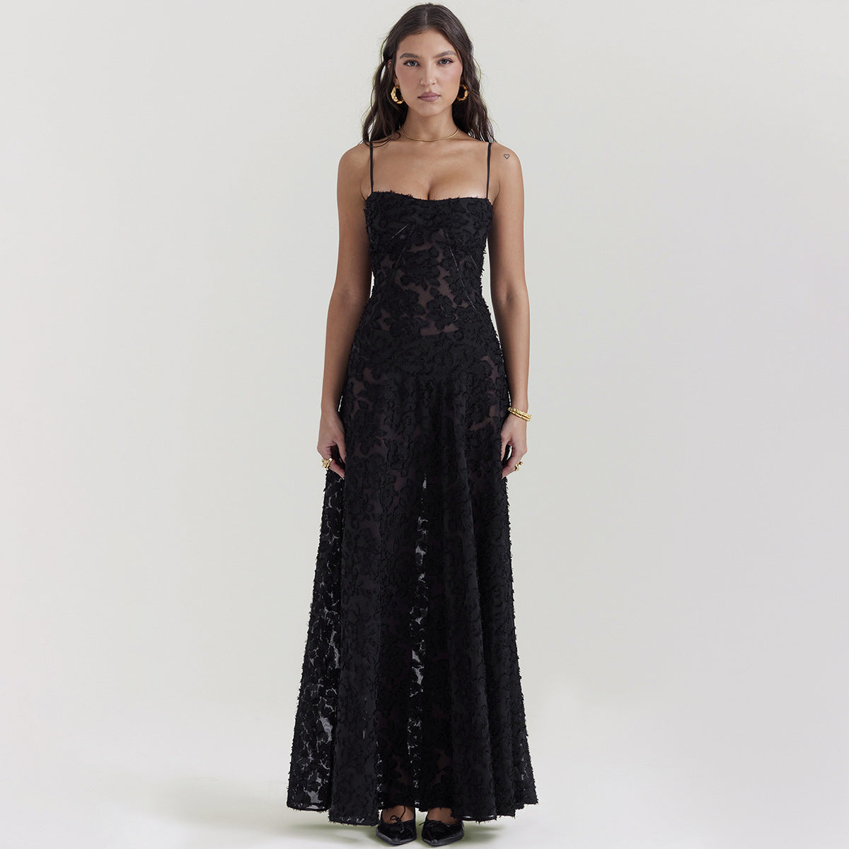 Elegant Lace Long Dress - Women