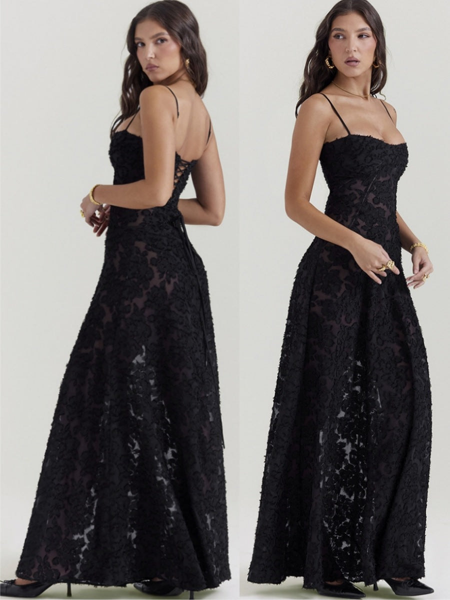Elegant Lace Long Dress - Women