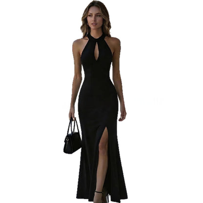 Women's Hollow-Out Halter Dress - Casual Summer Style