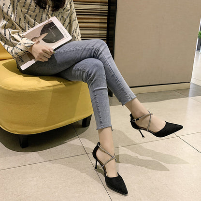 Stiletto Rhinestone Sadə və Dəbli Hündürdaban Ayaqqabılar